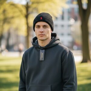 New Polo Ralph Lauren Black Signature Pony Wool Blend Beanie Hat